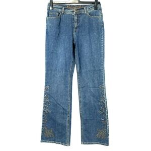 GRAND OLE OPRY Cowgirl STRETCH DENIM Studded Detail FLARE LEG Western Jeans 8